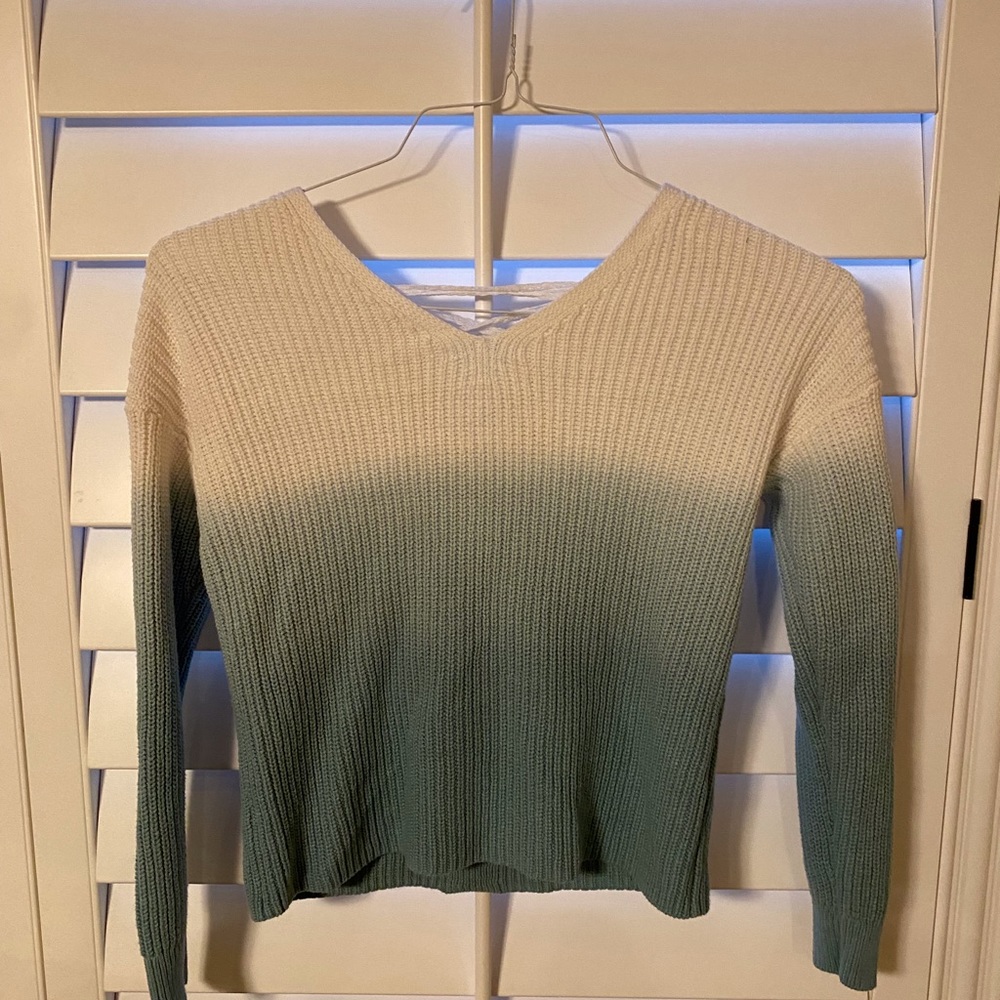 Justice Girls white and teal ombré sweater
